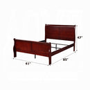 The Louis Petite Cherry Twin Sleigh Bed by Reylani Family Furniture