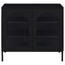 Jess Arched Fluted Glass Accent Cabinet in Black by Relani Family Furniture