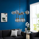 Elian Amber Glass And Antique Brass 8 Light Pendant Chandelier