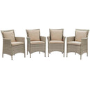 Maisie Outdoor Patio Wicker Rattan Dining Armchair Set of 4