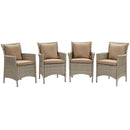 Maisie Outdoor Patio Wicker Rattan Dining Armchair Set of 4