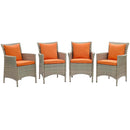 Maisie Outdoor Patio Wicker Rattan Dining Armchair Set of 4