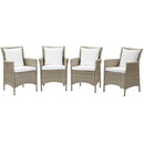 Maisie Outdoor Patio Wicker Rattan Dining Armchair Set of 4