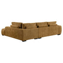 French Design Sectional in Camel Creme Brulee Performance Fabric