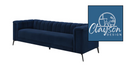 The Alann Sofa By Clayson Design Rich Navy Velvet | Channel Tufting | Tuxedo Arms | Sculpted Modern Base by Clayson Design