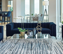 The Alann Sofa By Clayson Design Rich Navy Velvet | Channel Tufting | Tuxedo Arms | Sculpted Modern Base by Clayson Design