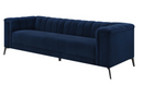 The Alann Sofa By Clayson Design Rich Navy Velvet | Channel Tufting | Tuxedo Arms | Sculpted Modern Base by Clayson Design