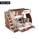 Bunk Bed Furniture Bedroom Modern Design Solid Wood Kids Bed