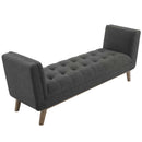 Avyaan Tufted Button Upholstered Fabric Accent Bench