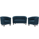 Julianna 3 Piece Upholstered Fabric Loveseat and Armchair Set