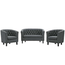 Julianna 3 Piece Upholstered Fabric Loveseat and Armchair Set