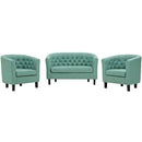 Julianna 3 Piece Upholstered Fabric Loveseat and Armchair Set