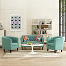 Julianna 3 Piece Upholstered Fabric Loveseat and Armchair Set