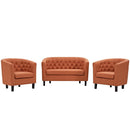 Julianna 3 Piece Upholstered Fabric Loveseat and Armchair Set