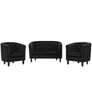 Jamal 3 Piece Performance Velvet Loveseat and Armchair Set
