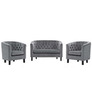 Jamal 3 Piece Performance Velvet Loveseat and Armchair Set
