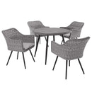 Oaklee 5 Piece Outdoor Patio Wicker Rattan Dining Set