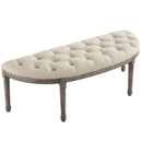 Loyal Vintage French Upholstered Fabric Semi-Circle Bench