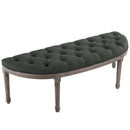 Loyal Vintage French Upholstered Fabric Semi-Circle Bench