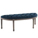 Loyal Vintage French Upholstered Fabric Semi-Circle Bench