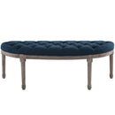 Loyal Vintage French Upholstered Fabric Semi-Circle Bench