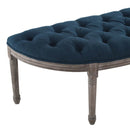 Loyal Vintage French Upholstered Fabric Semi-Circle Bench