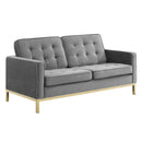 Granger Gold Stainless Steel Leg Performance Velvet Loveseat