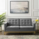 Granger Gold Stainless Steel Leg Performance Velvet Loveseat