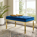 Granger Gold Stainless Steel Leg Medium Performance Velvet Bench