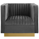 Jimmy Vertical Channel Tufted Accent Performance Velvet Armchair