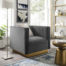 Jimmy Vertical Channel Tufted Accent Performance Velvet Armchair