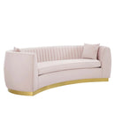 Titan Vertical Channel Tufted Curved Performance Velvet Sofa