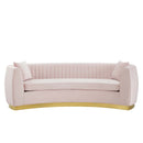 Titan Vertical Channel Tufted Curved Performance Velvet Sofa