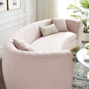 Titan Vertical Channel Tufted Curved Performance Velvet Sofa