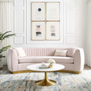 Titan Vertical Channel Tufted Curved Performance Velvet Sofa