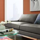 Kaiser 83.5" Stainless Steel Base Leather Sofa