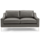Kaiser 64" Stainless Steel Base Leather Loveseat