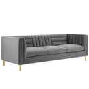 Lina Channel Tufted Performance Velvet Sofa