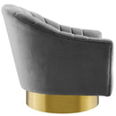 Ivy Vertical Channel Tufted Accent Lounge Performance Velvet Swivel Chair