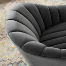 Ivy Vertical Channel Tufted Accent Lounge Performance Velvet Swivel Chair
