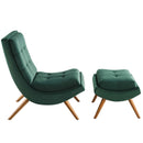 Raquel Upholstered Performance Velvet Lounge Chair and Ottoman Set