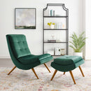 Raquel Upholstered Performance Velvet Lounge Chair and Ottoman Set
