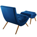 Raquel Upholstered Performance Velvet Lounge Chair and Ottoman Set