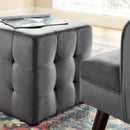 Avyaan Tufted Cube Performance Velvet Ottoman