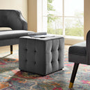 Avyaan Tufted Cube Performance Velvet Ottoman