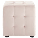 Avyaan Tufted Cube Performance Velvet Ottoman