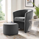 Wade Performance Velvet Arm Chair and Ottoman Set
