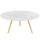Atharv 36" Round Artificial Marble Coffee Table with Tripod Base