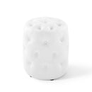 Anakin Tufted Button Round Faux Leather Ottoman