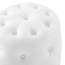 Anakin Tufted Button Round Faux Leather Ottoman